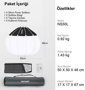  NEEWER NS50L Hızlı Kurulan 50cm Fener Softbox