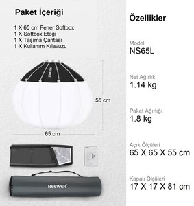  NEEWER NS65L Hızlı Kurulan 65cm Fener Softbox