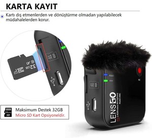  Lensgo 348C Siyah 1V1 Kablosuz Tekli Mikrofon Seti