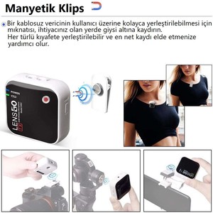  Lensgo 348C Beyaz 1V1 Kablosuz Tekli Mikrofon Seti