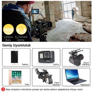  LENSGO LWM-338C Kablosuz İkili Yaka Mikrofonu Seti